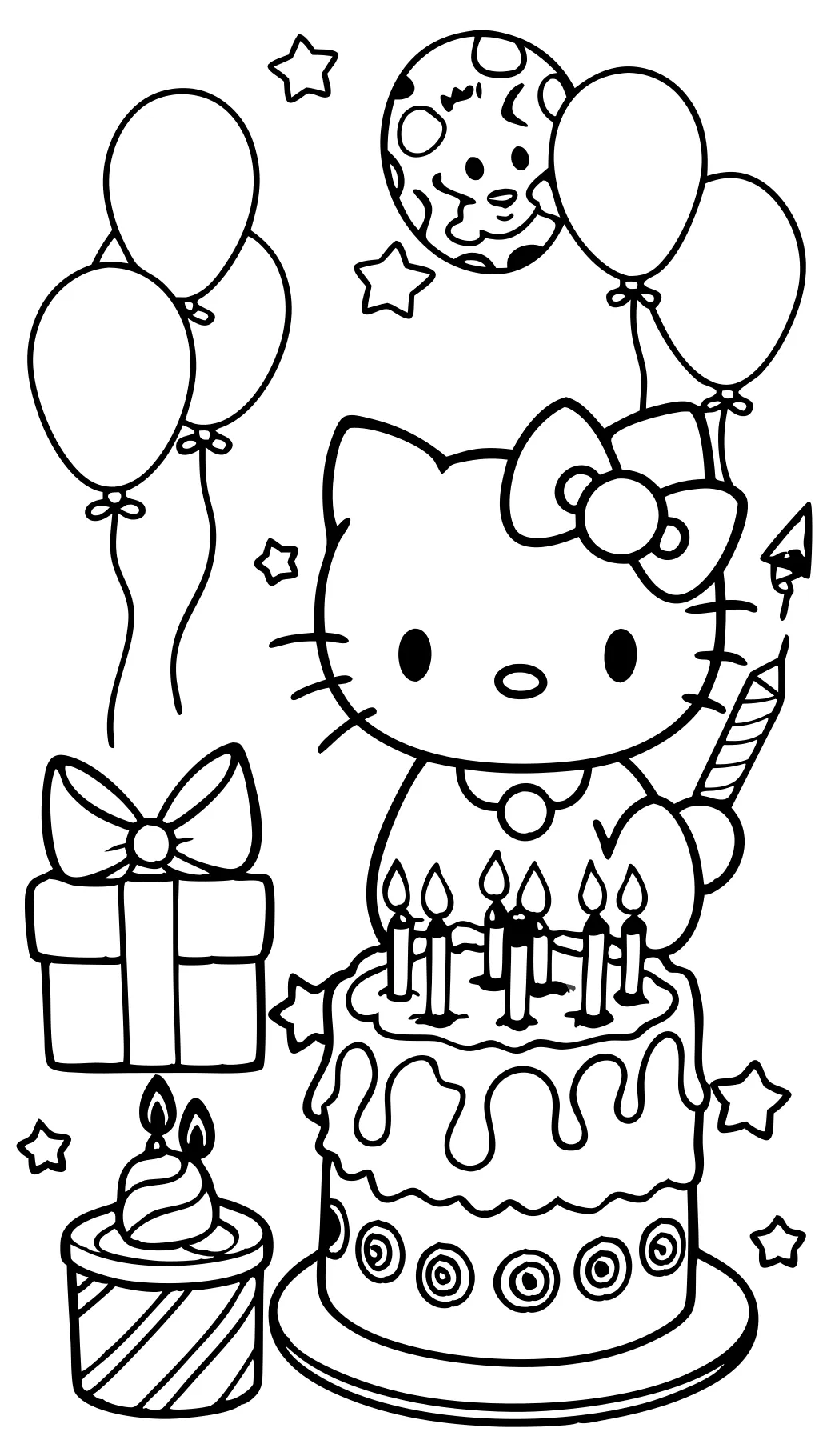 hello kitty happy birthday coloring pages